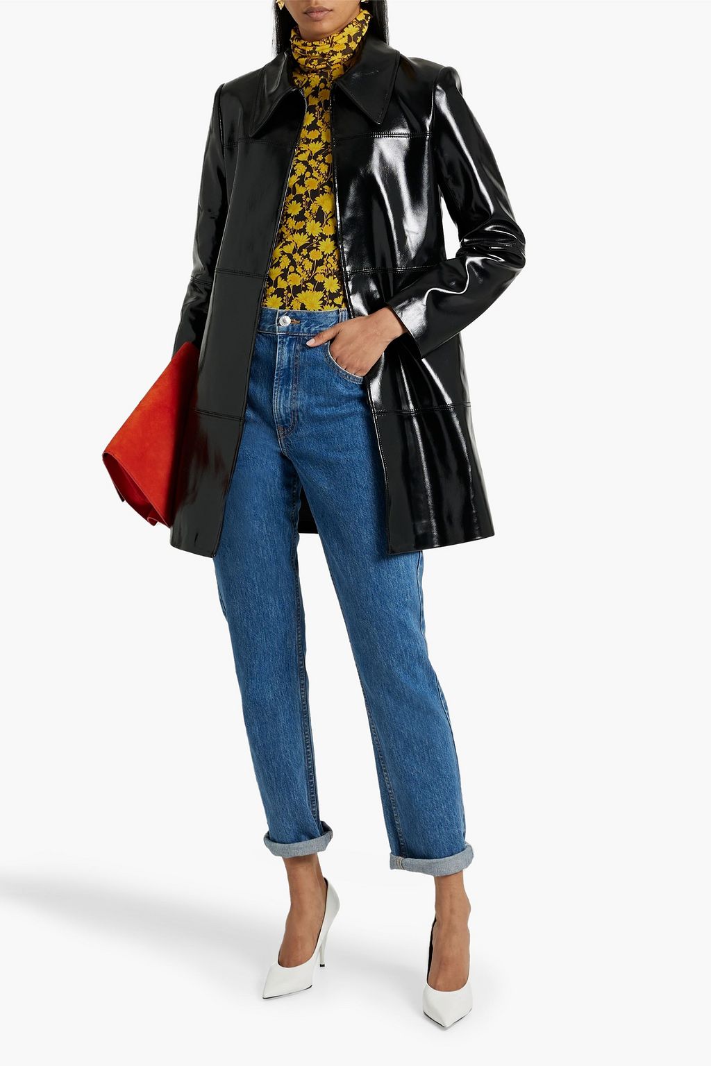 ALICE + OLIVIA フェイクパテントレザー コート
