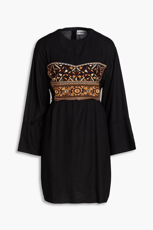 Bettina embroidered crepe mini dress