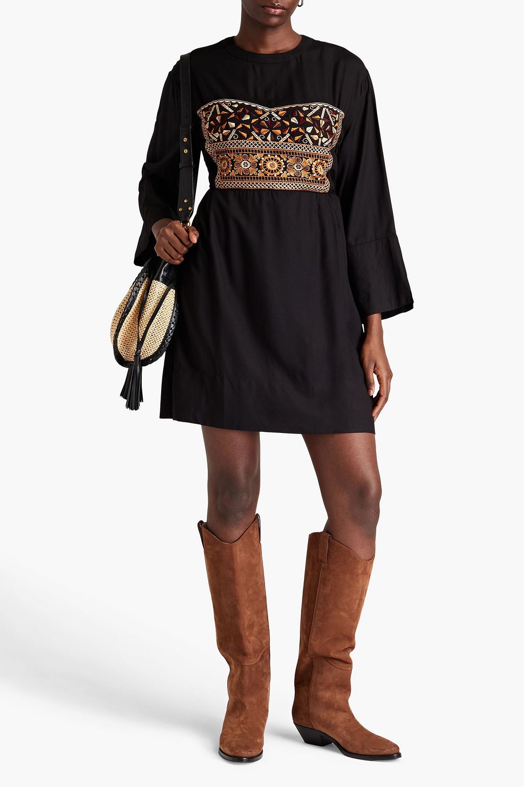 ANTIK BATIK Bettina embroidered crepe mini dress