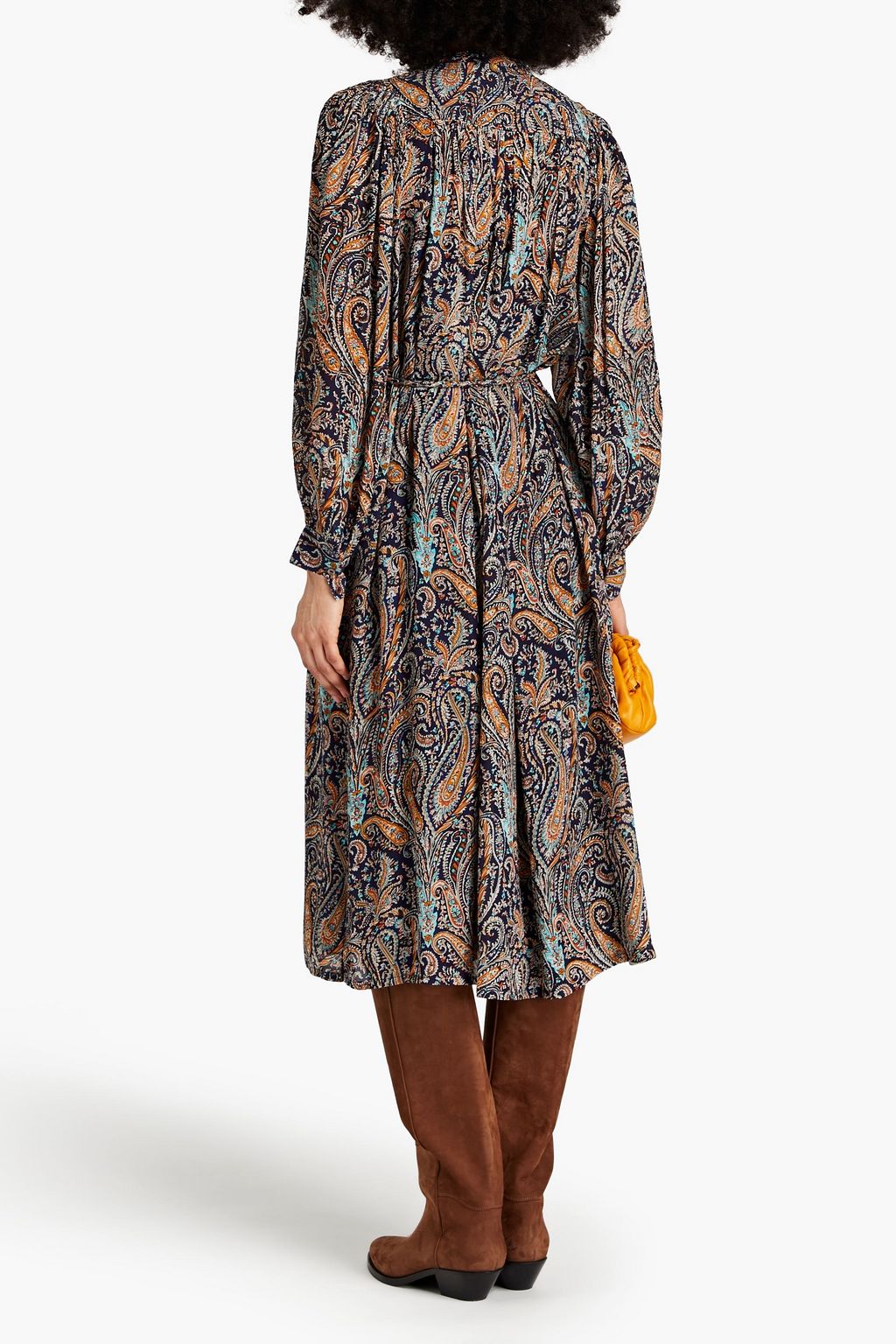 ANTIK BATIK Elvis belted paisley-print crepe midi dress