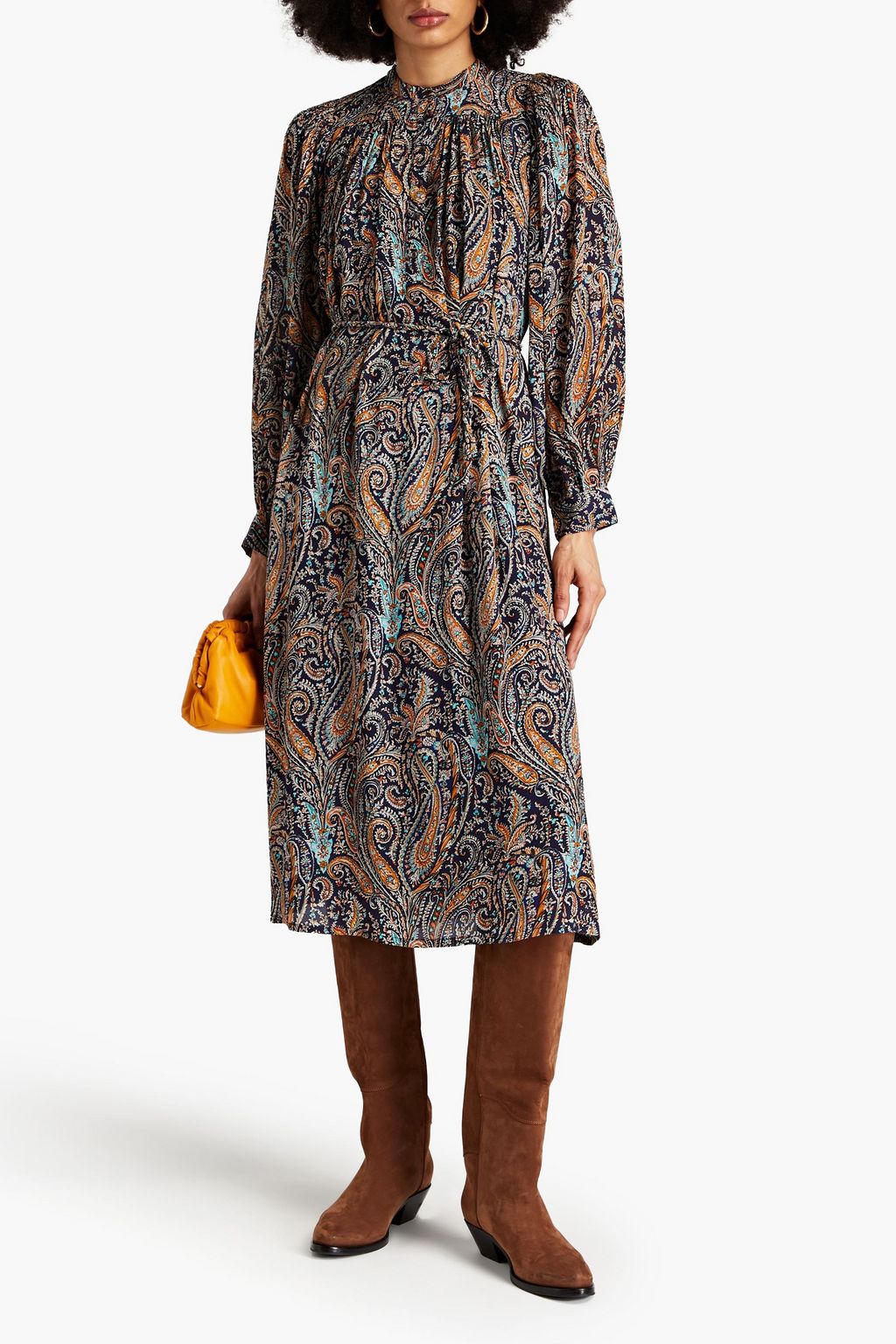 ANTIK BATIK Elvis belted paisley-print crepe midi dress