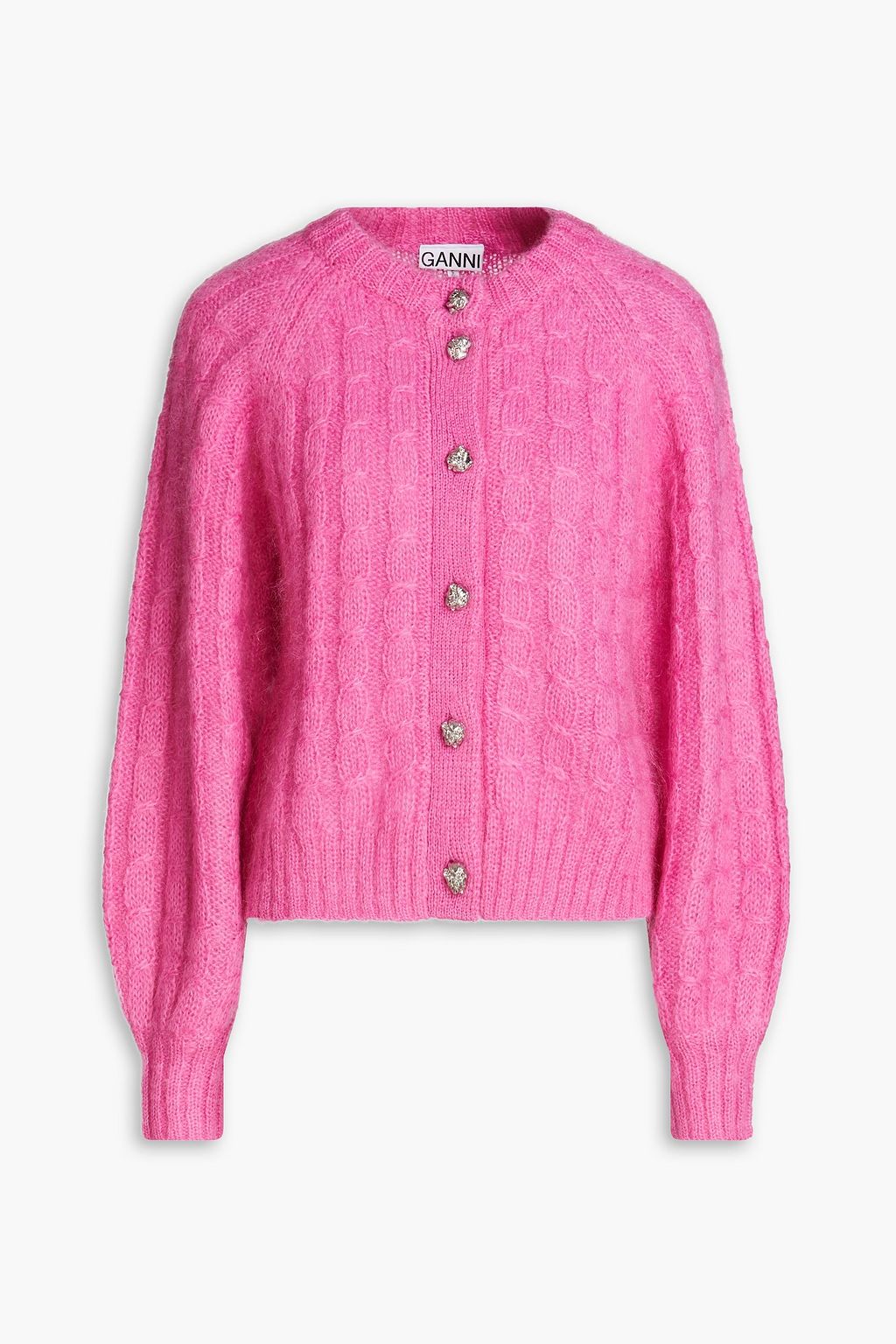 GANNI Cable-knit mohair-blend cardigan | THE OUTNET