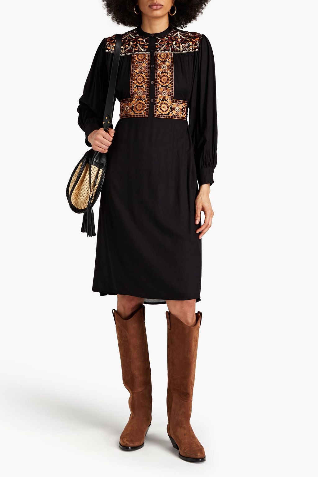 ANTIK BATIK Bettina embroidered crepe dress