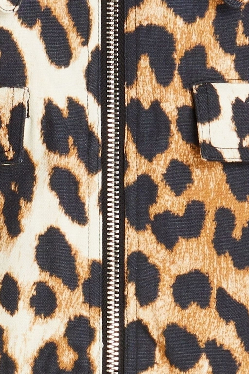 GANNI Leopard-print hemp and cotton-blend jacket