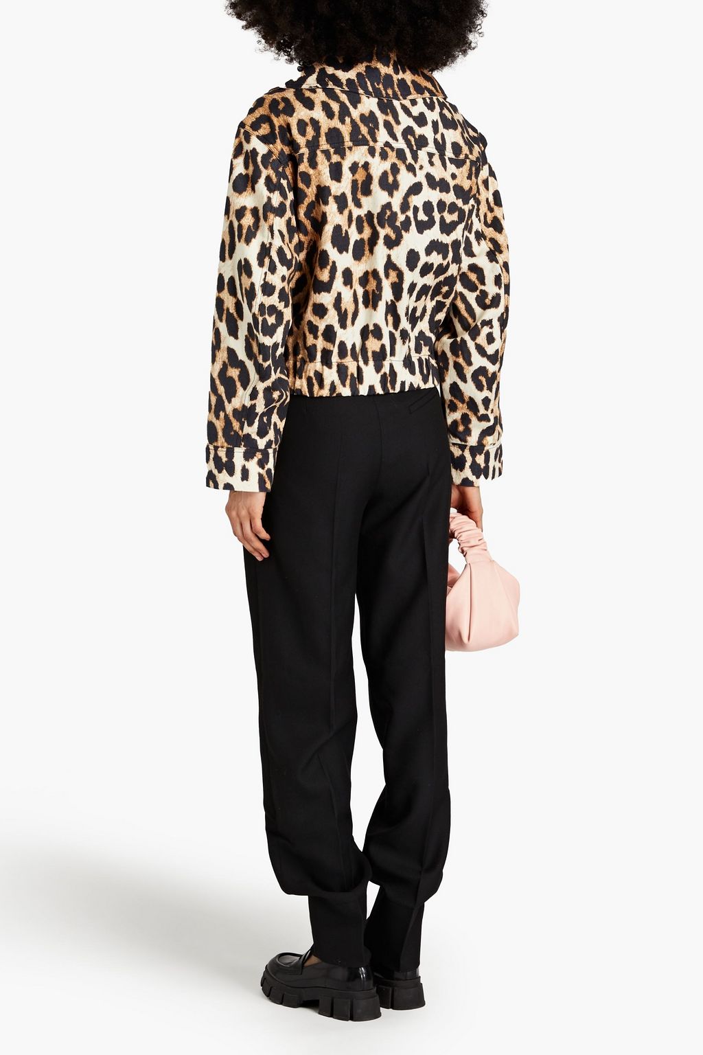 GANNI Leopard-print hemp and cotton-blend jacket