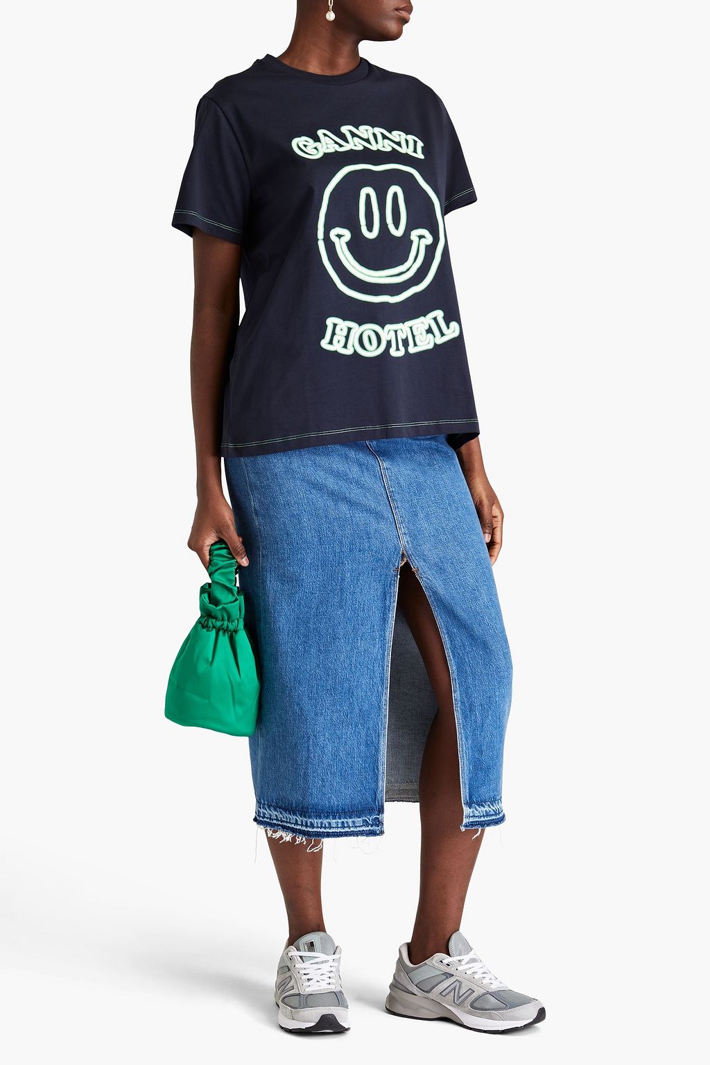 GANNI T-Shirt aus Baumwoll-Jersey mit Print