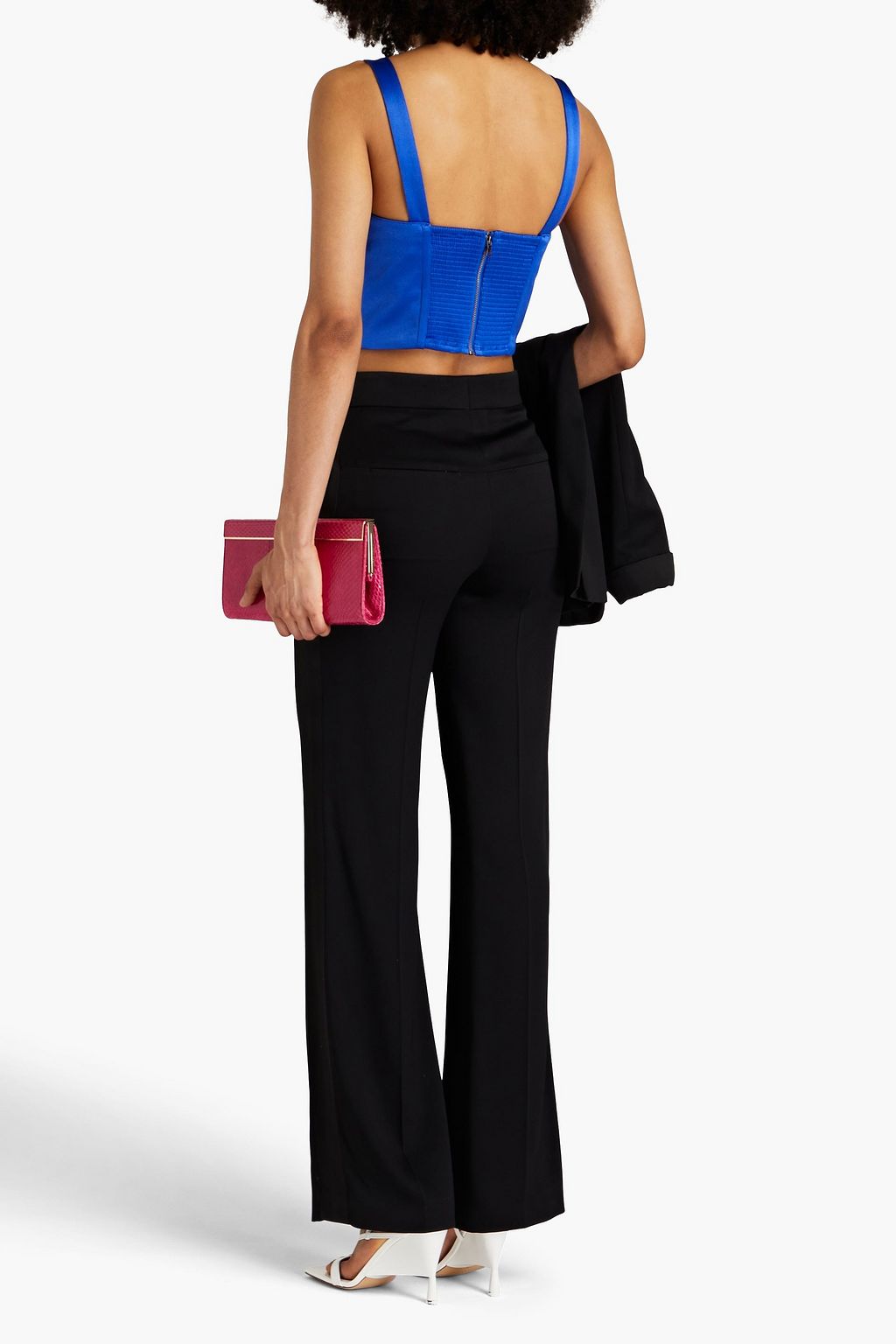 ALICE + OLIVIA クロップド サテン ビスチェトップ