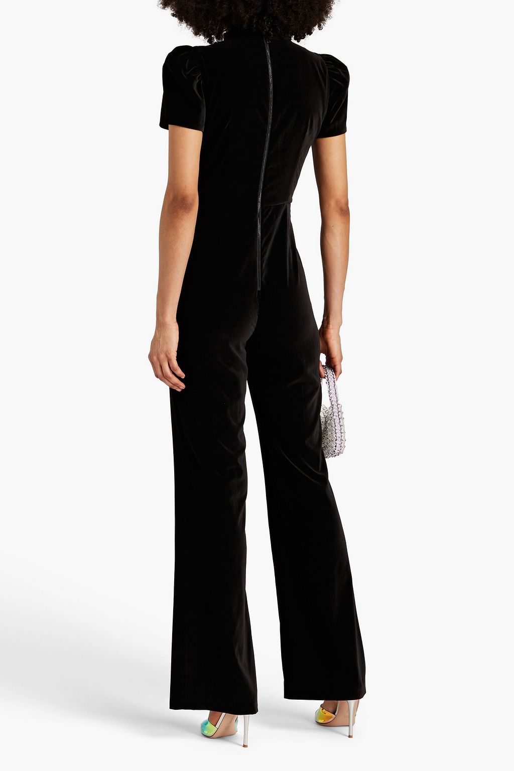 ALICE + OLIVIA Jorah ruffled velvet jumpsuit