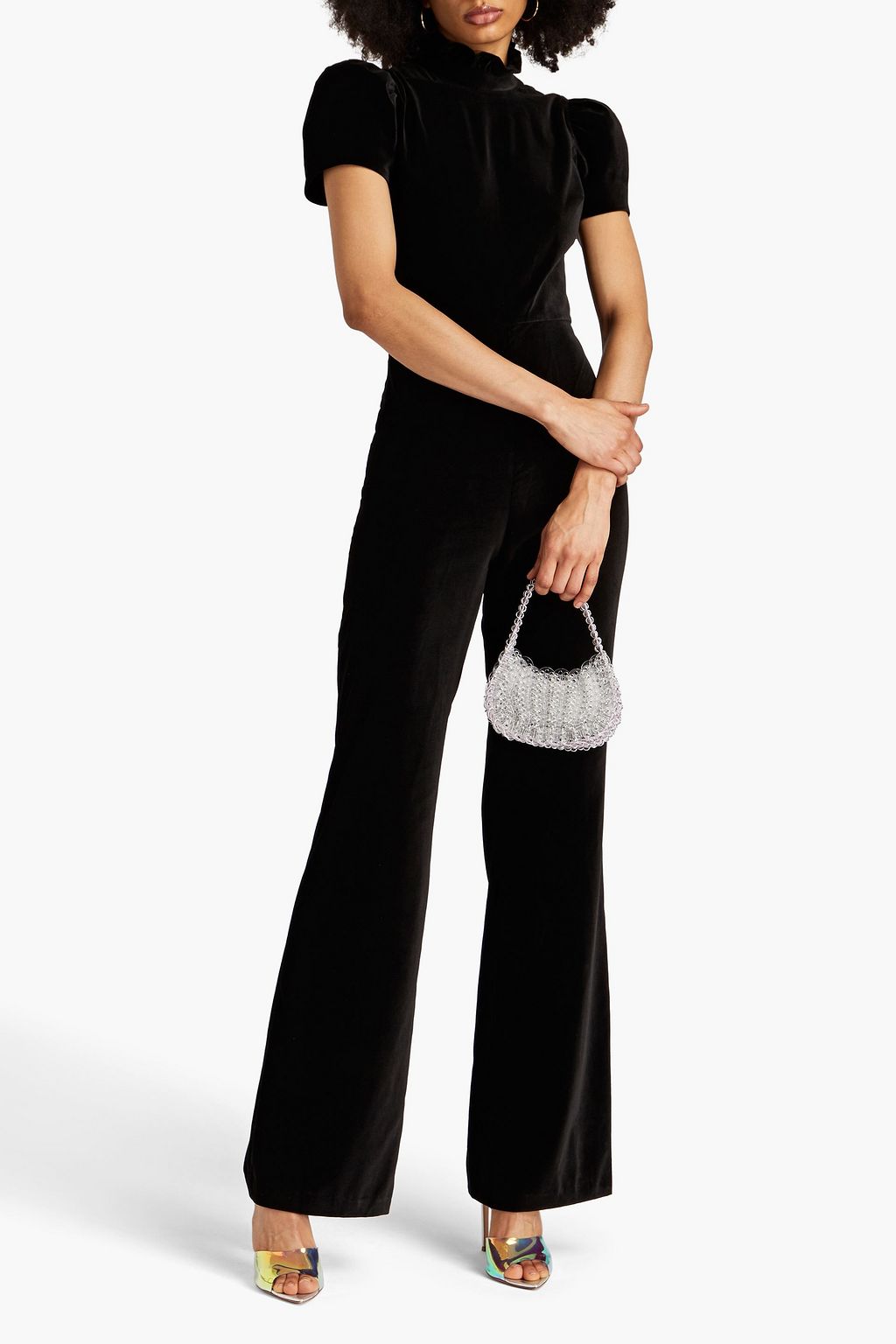 ALICE + OLIVIA Jorah ruffled velvet jumpsuit