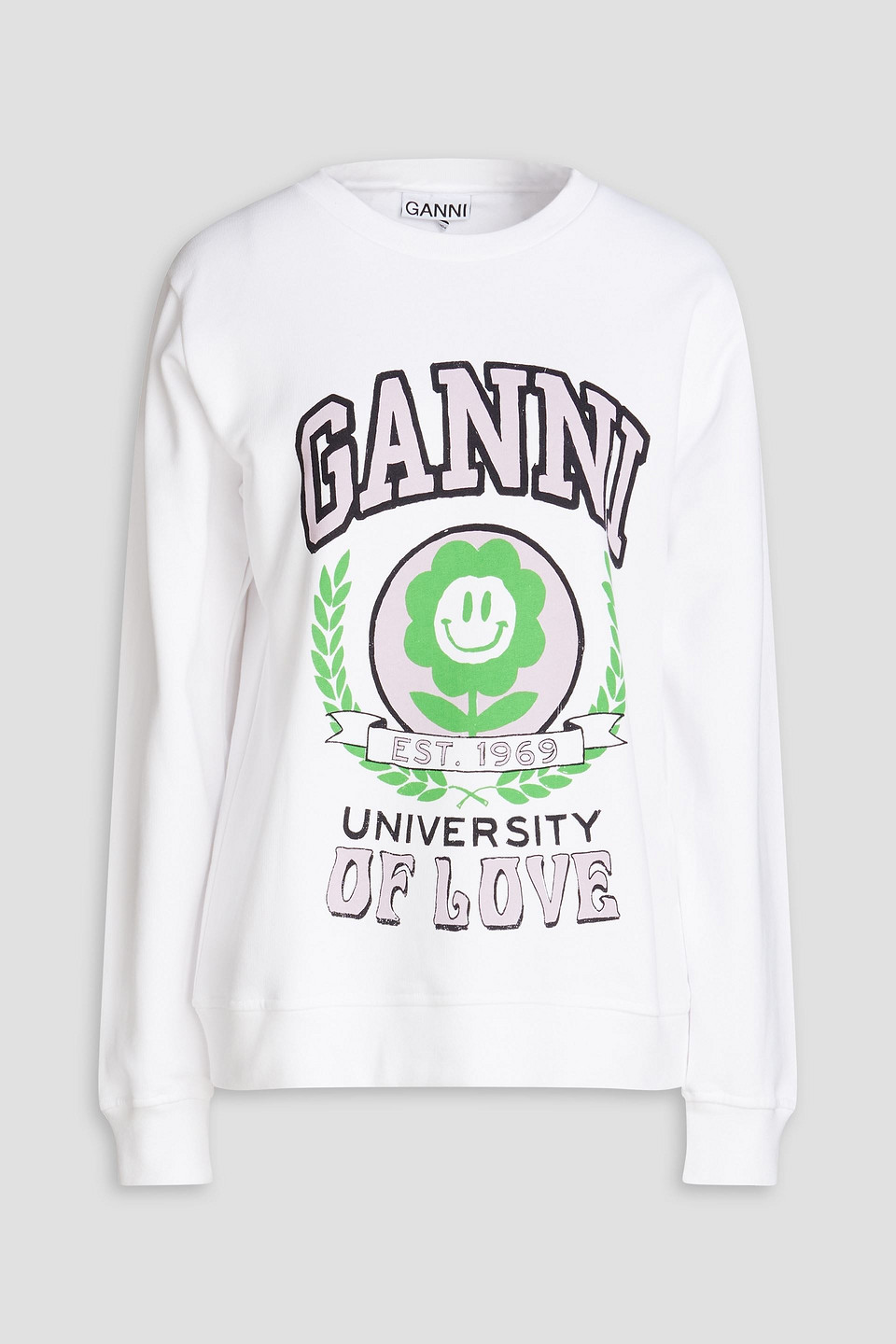 Ganni Sweatshirt Aus Fleece Aus Einer Baumwollmischung Mit Print