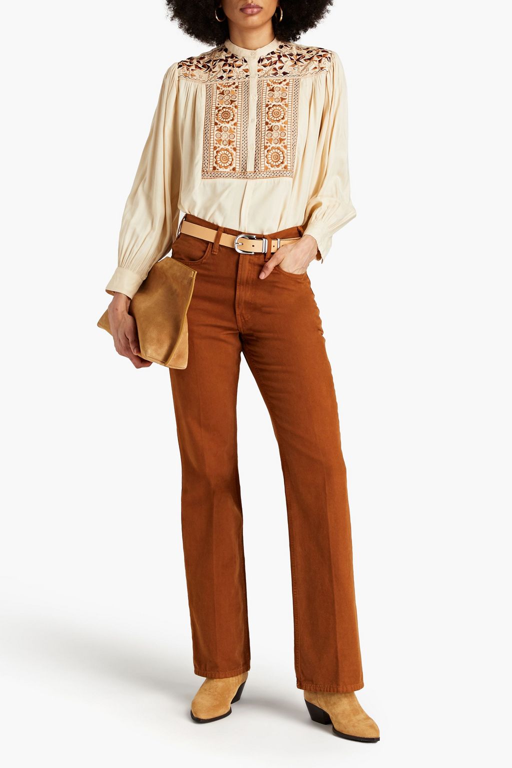 ANTIK BATIK Bettina embroidered crepe blouse
