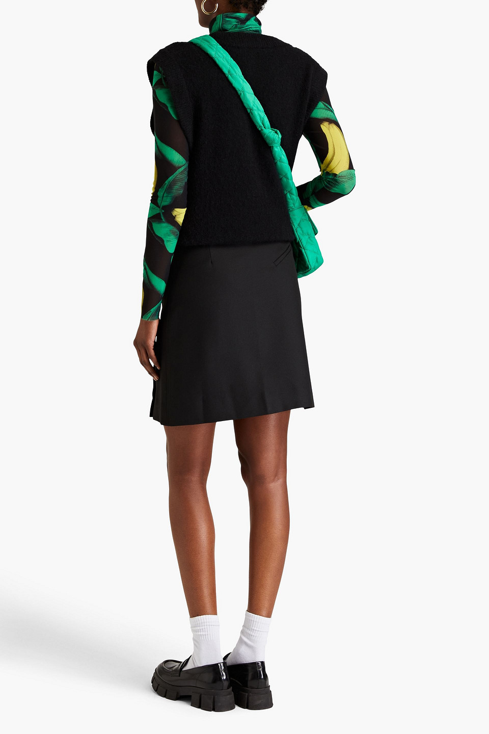 Ganni Summer Noir A-line Black Viscose Skirt With Buttons Woman In Black