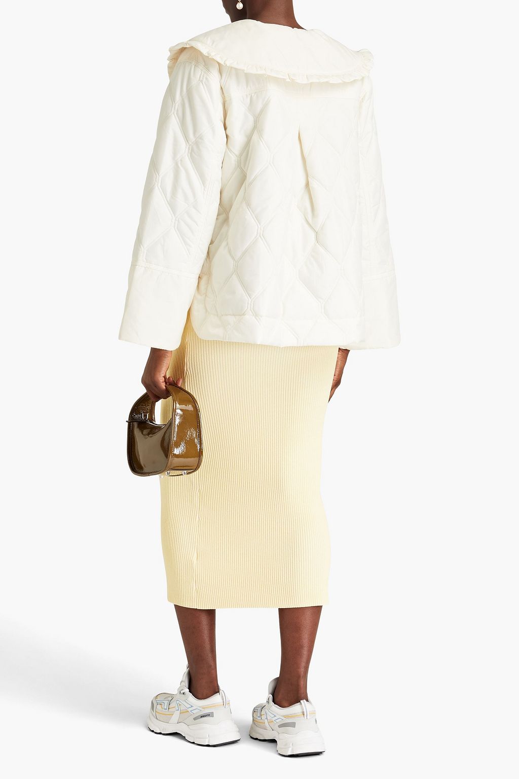 GANNI Ruffled quilted shell jacket