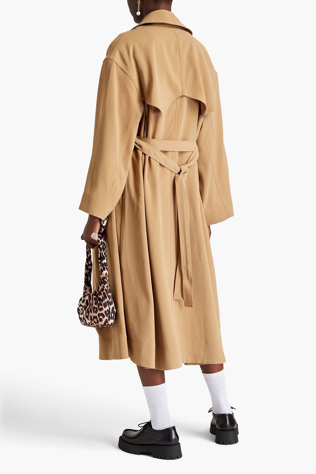 GANNI Belted crepe trench coat