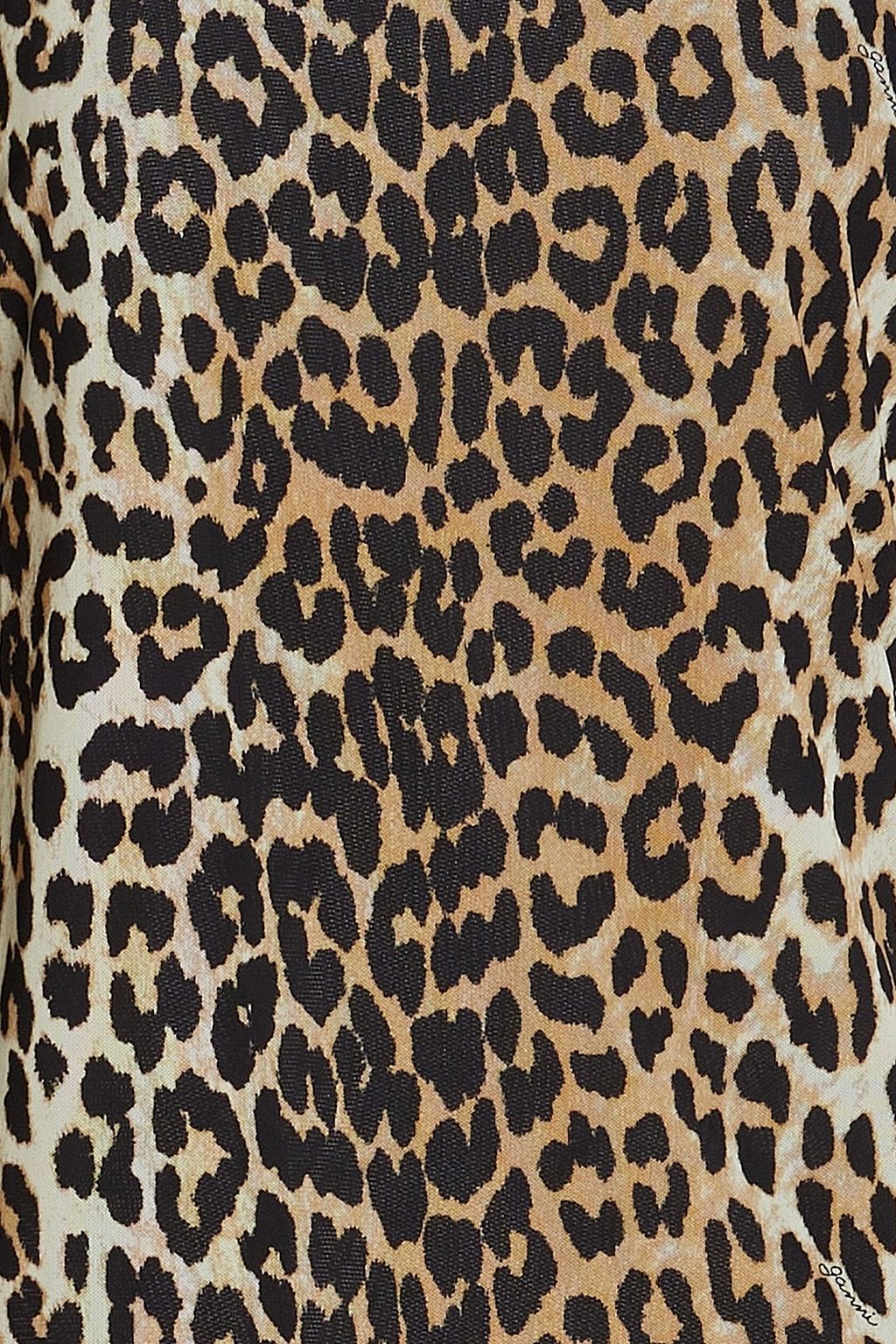 GANNI Printed stretch-mesh turtleneck top
