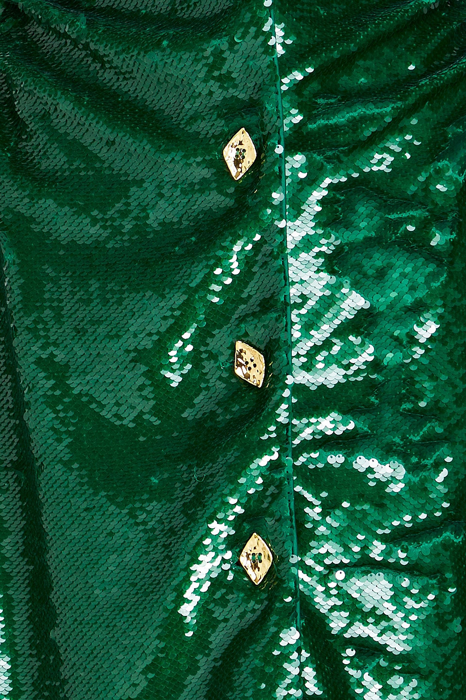 Ganni Sequined Button-front Collared Midi Dress In Green