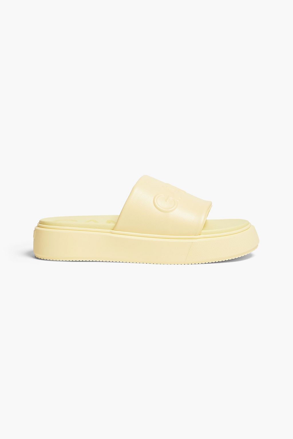 Embossed faux leather platform slides pastel yellow EU 36