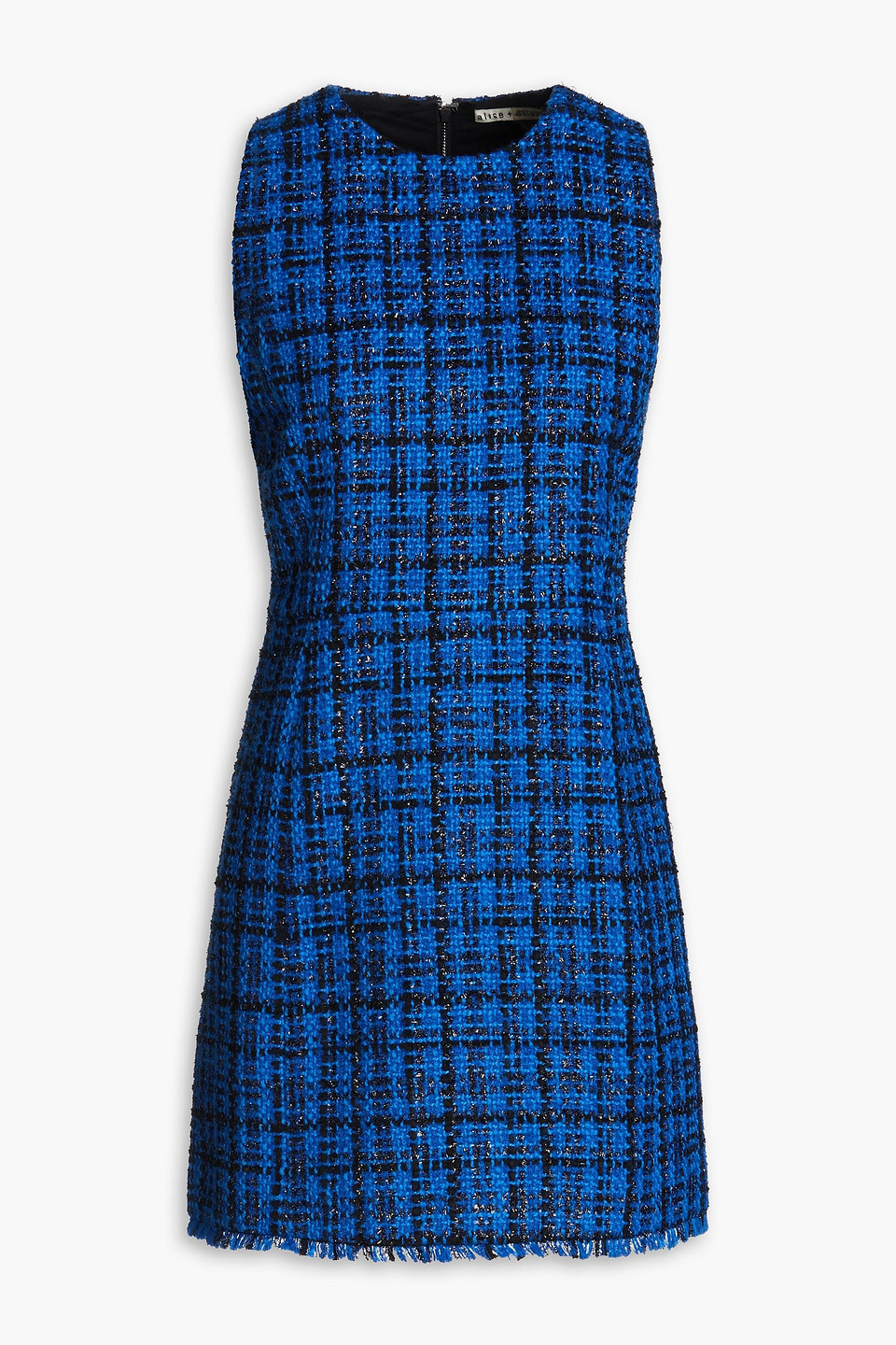 Alice And Olivia Tweed Mini Dress In Blue