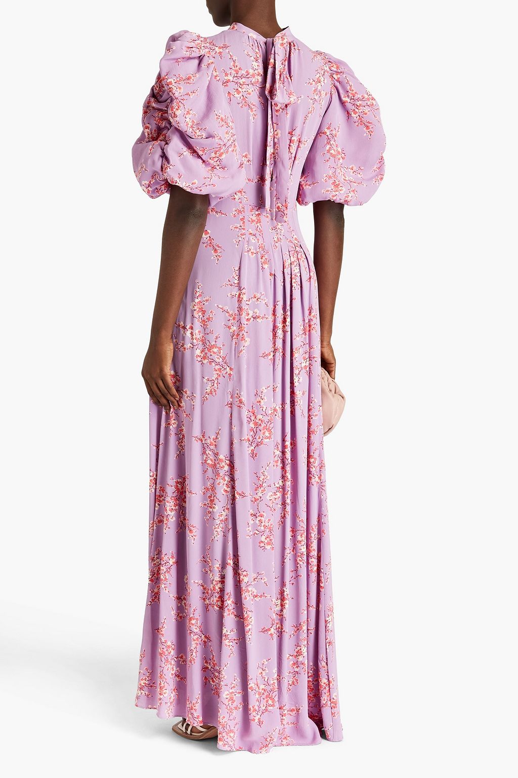BYTIMO Pleated floral-print crepe maxi dress
