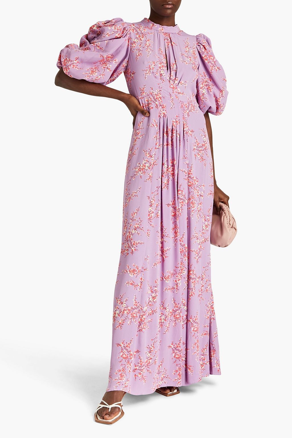 BYTIMO Pleated floral-print crepe maxi dress