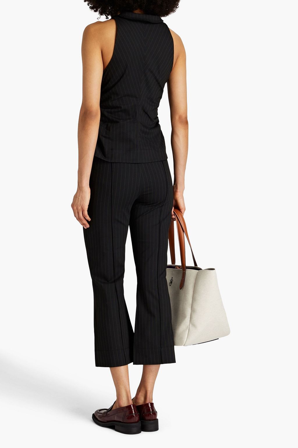 GANNI Pinstriped stretch-twill kick-flare pants