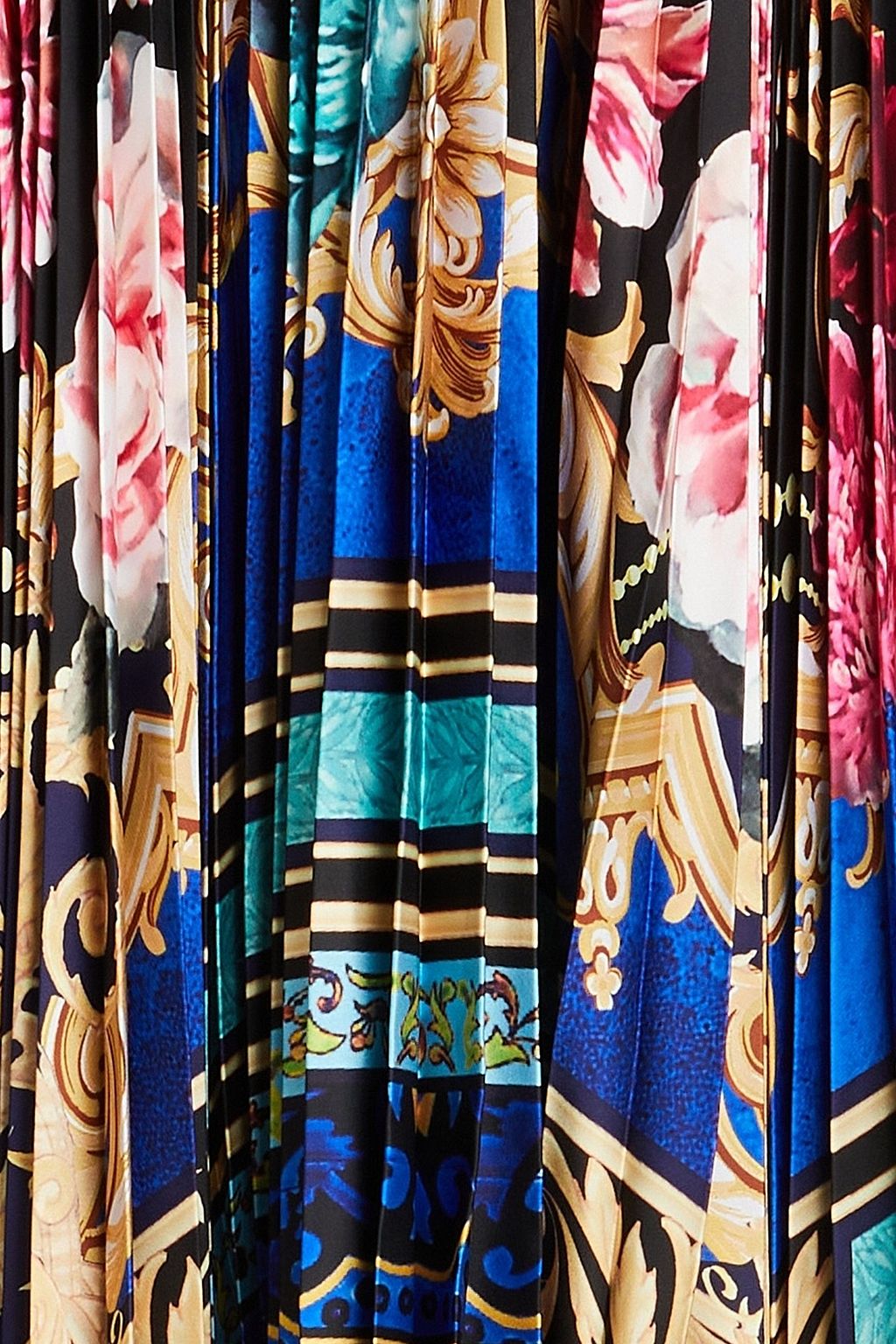 ALICE + OLIVIA Asymmetric pleated floral-print satin maxi skirt