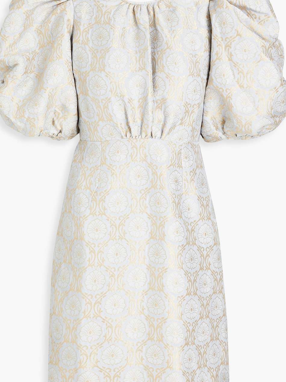 cutout metallic jacquard mini dress