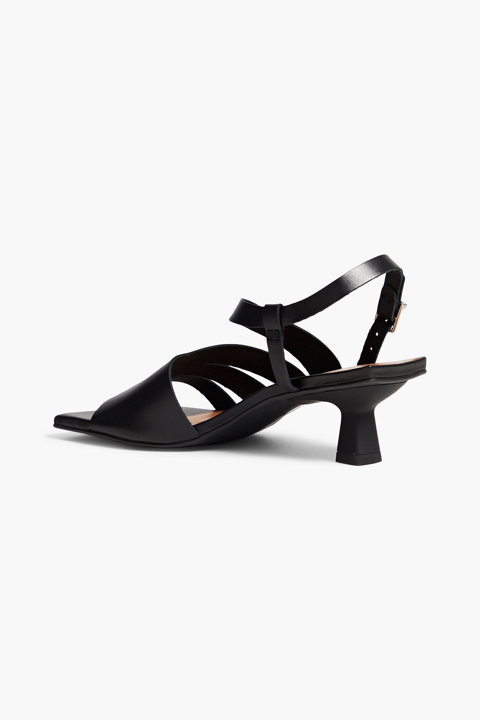 Shop Ganni Leather Slingback Sandals In Black