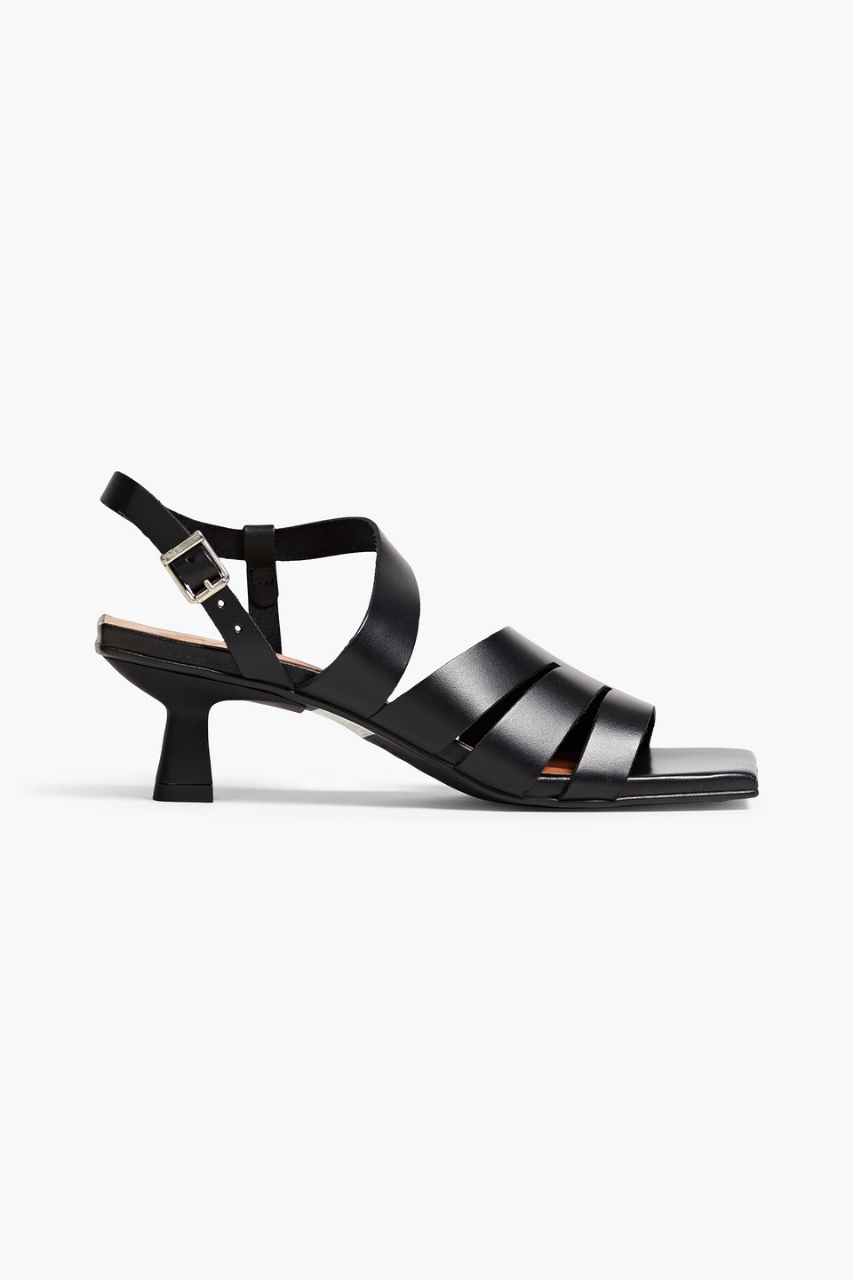 Shop Ganni Leather Slingback Sandals In Black