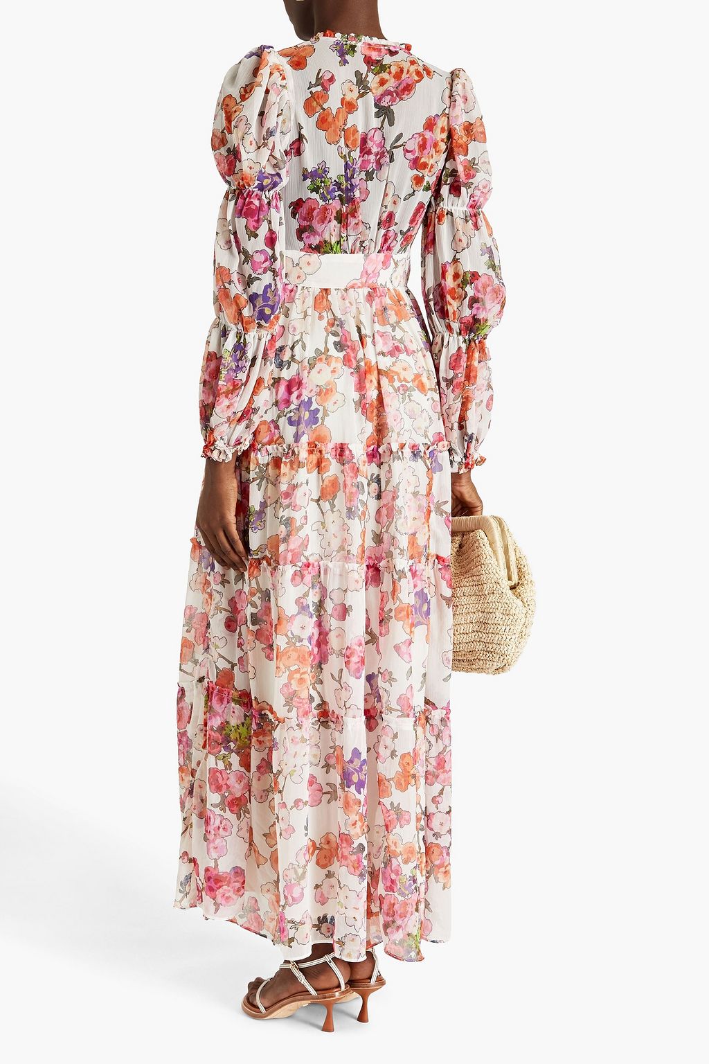 BYTIMO Gathered floral-print crepon maxi dress | THE OUTNET