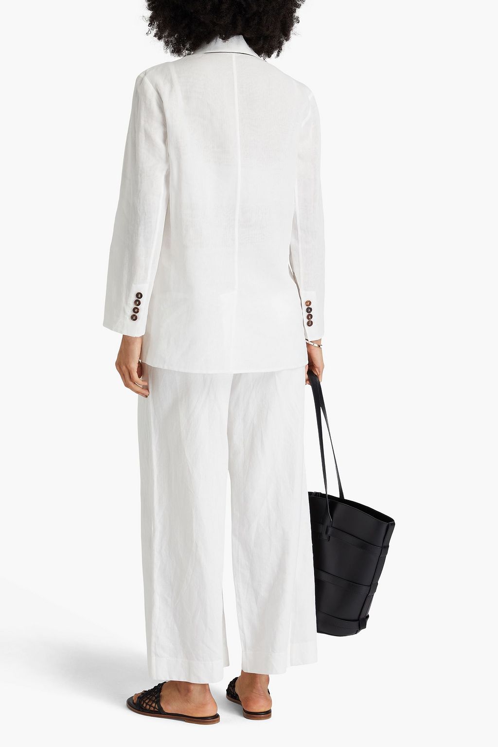 BRUNELLO CUCINELLI Doppelreihiger Blazer aus Baumwoll-Organza mit Zierperlen