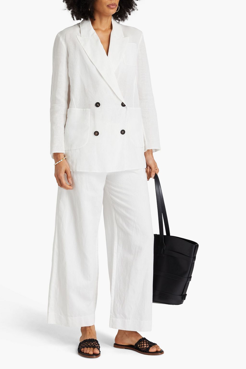 BRUNELLO CUCINELLI Doppelreihiger Blazer aus Baumwoll-Organza mit Zierperlen
