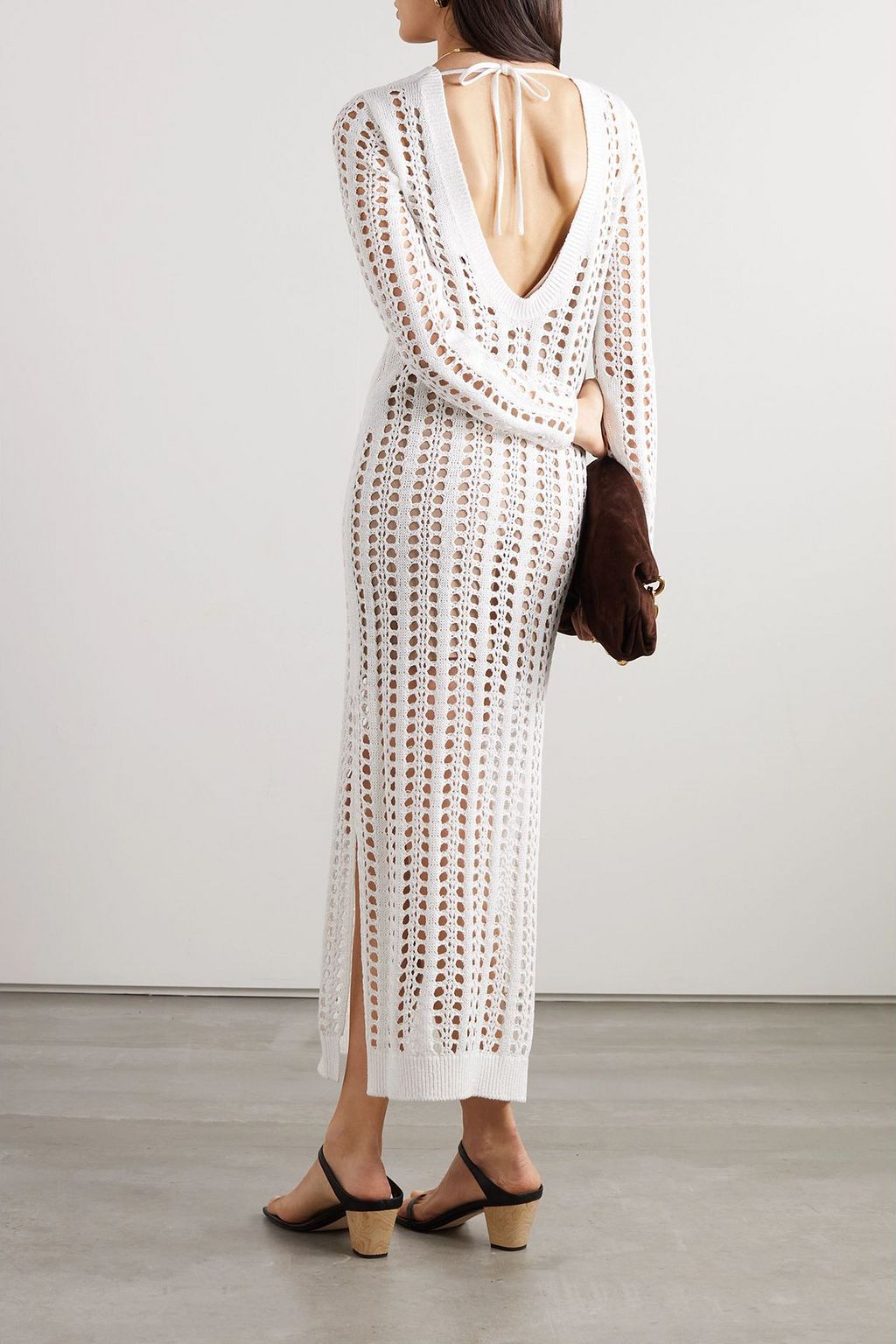 BRUNELLO CUCINELLI Crocheted cotton, linen and silk-blend maxi dress