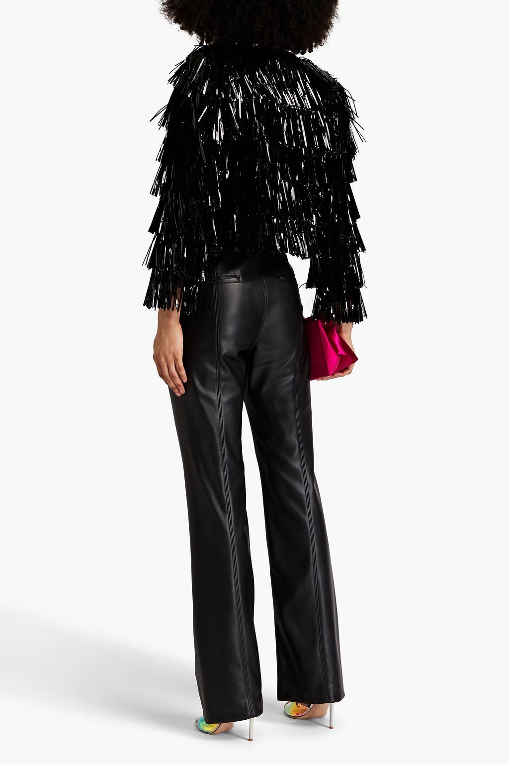 ALICE + OLIVIA Fawn fringed tinsel and satin jacket