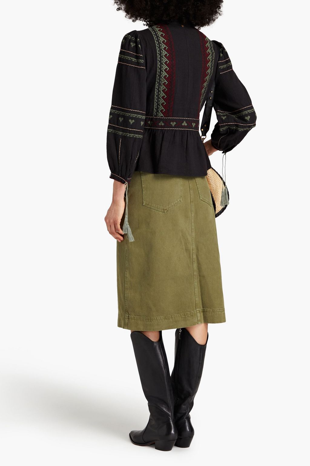 ANTIK BATIK Lyna embroidered cotton-voile peplum blouse