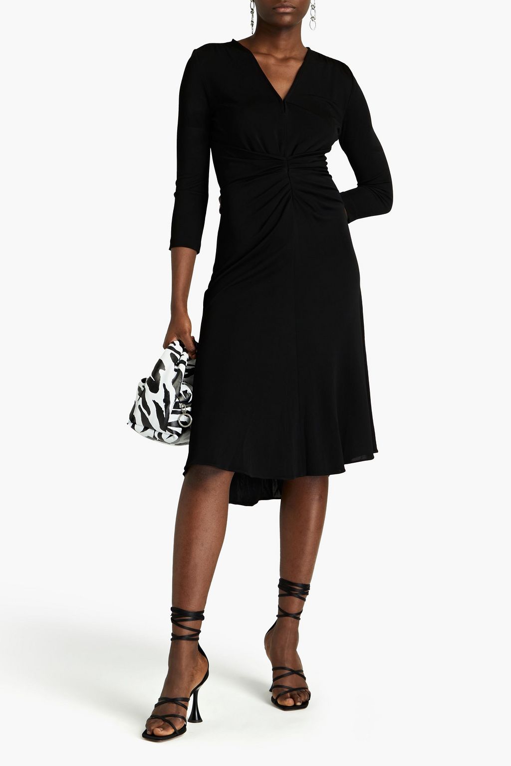 DIANE VON FURSTENBERG ジャージー ミディワンピース ルーシュ入り