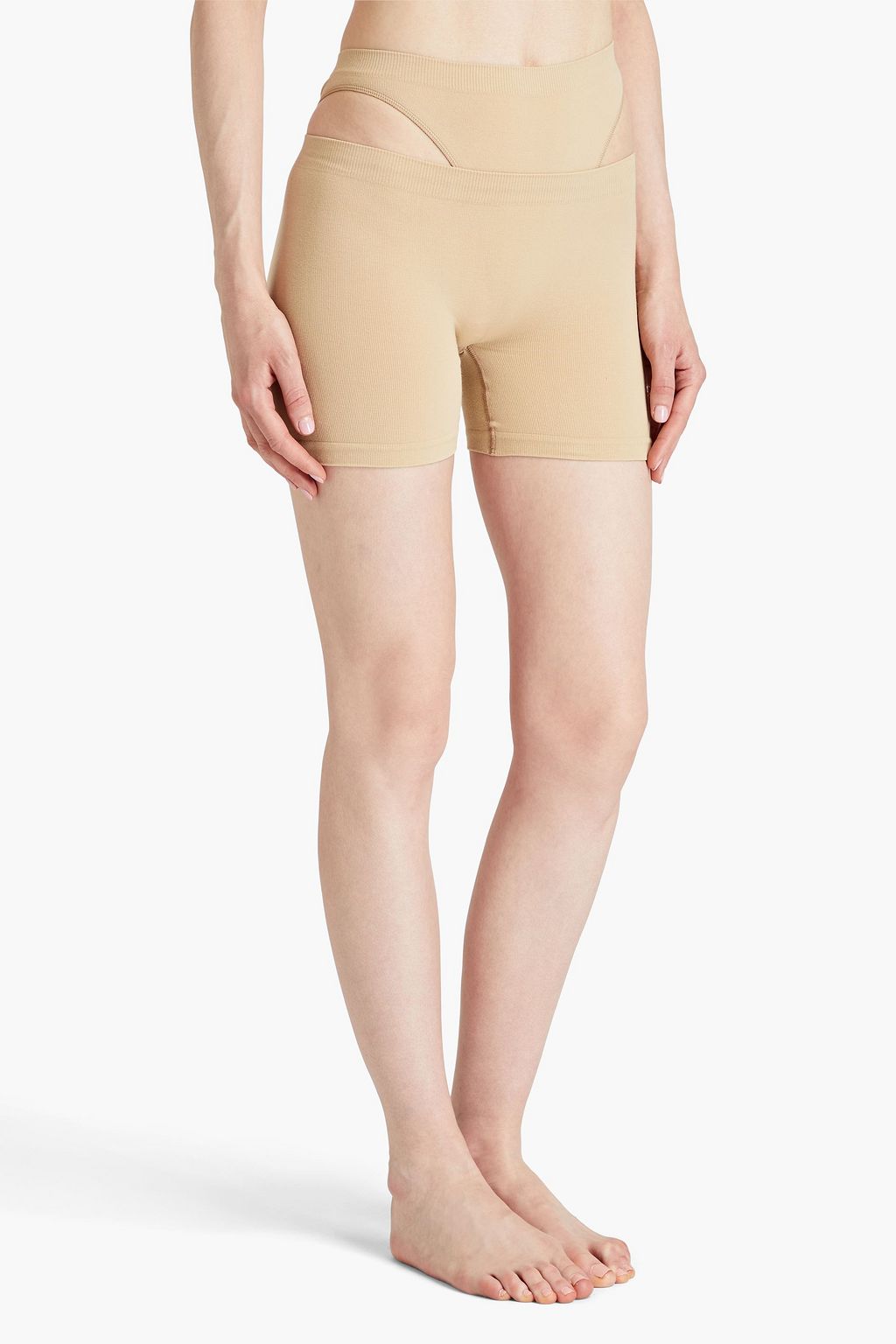 BASERANGE Esther cutout stretch cotton-blend jersey shorts