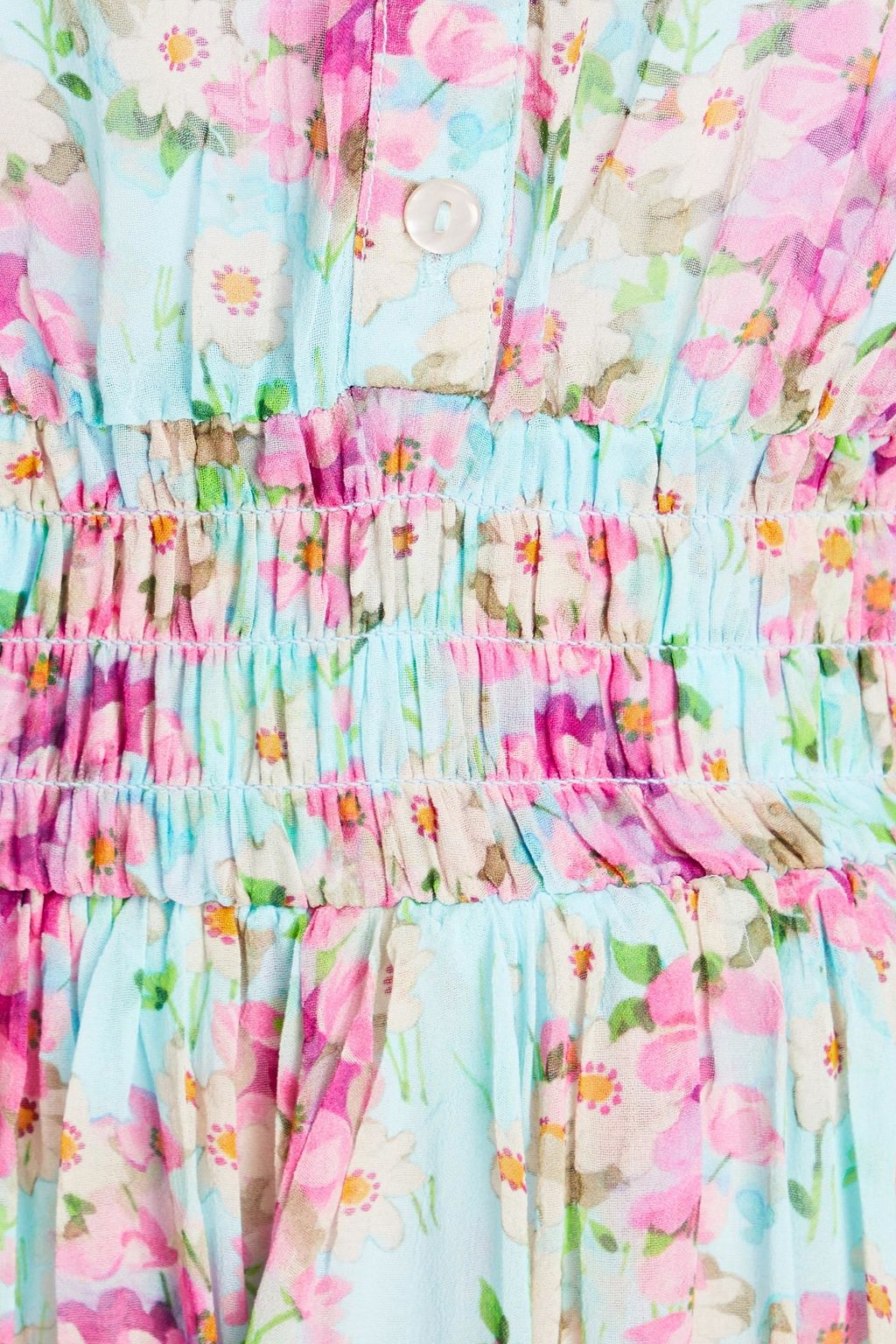 BYTIMO Shirred floral-print crepe mini dress