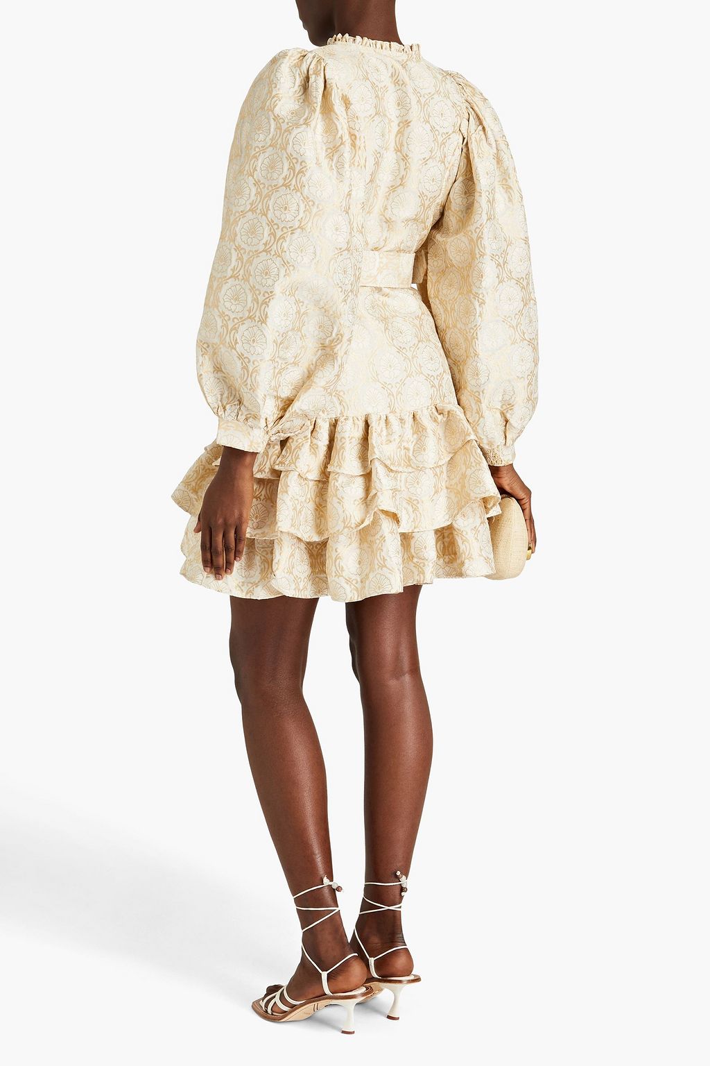 BYTIMO Ruffled metallic jacquard mini dress