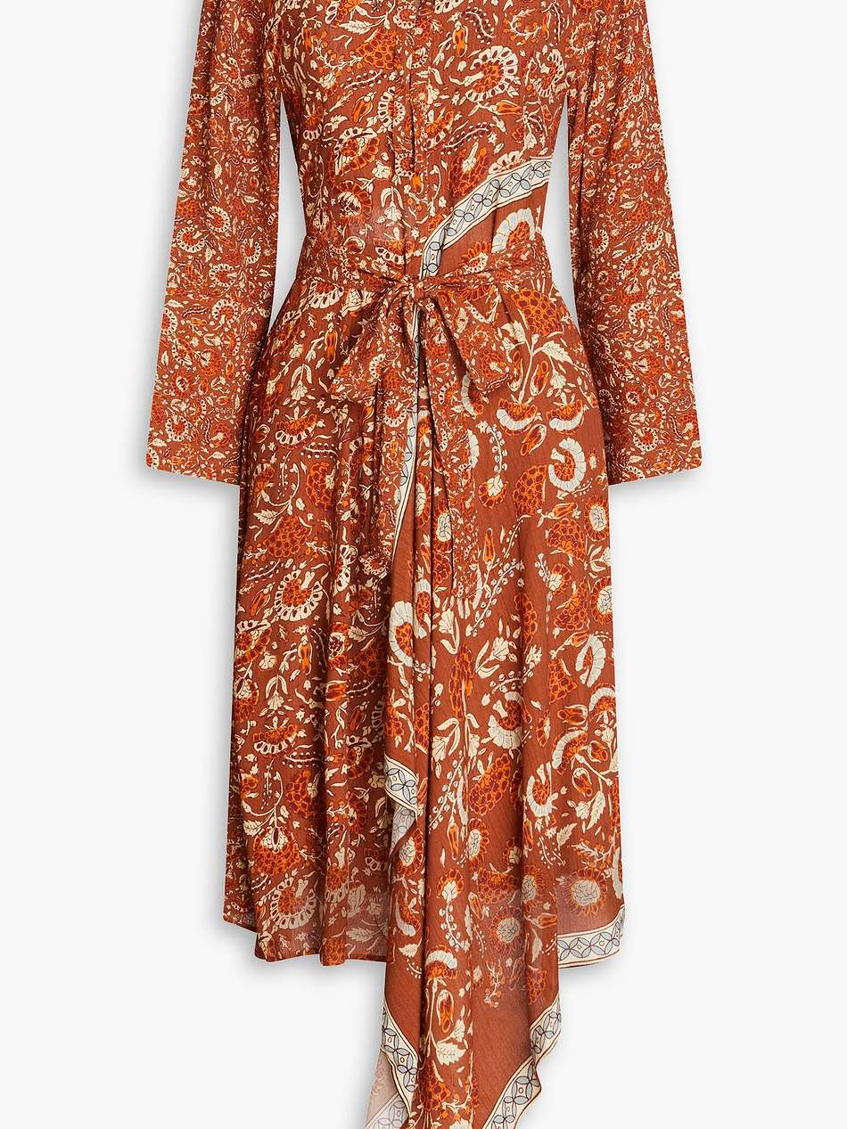 dansy cutout floral-print crepe de chine midi dress