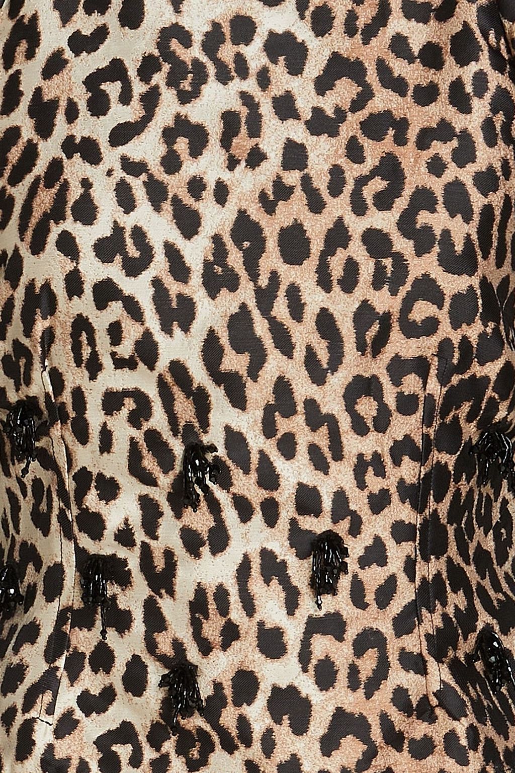 GANNI Bead-embellished leopard-jacquard top