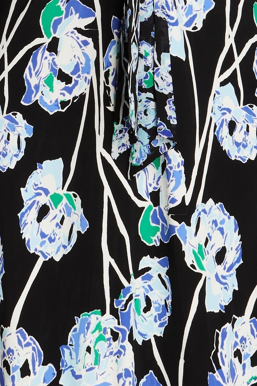 DIANE VON FURSTENBERG ジャージー ミディワンピース フローラルプリント ジョーゼットパネル