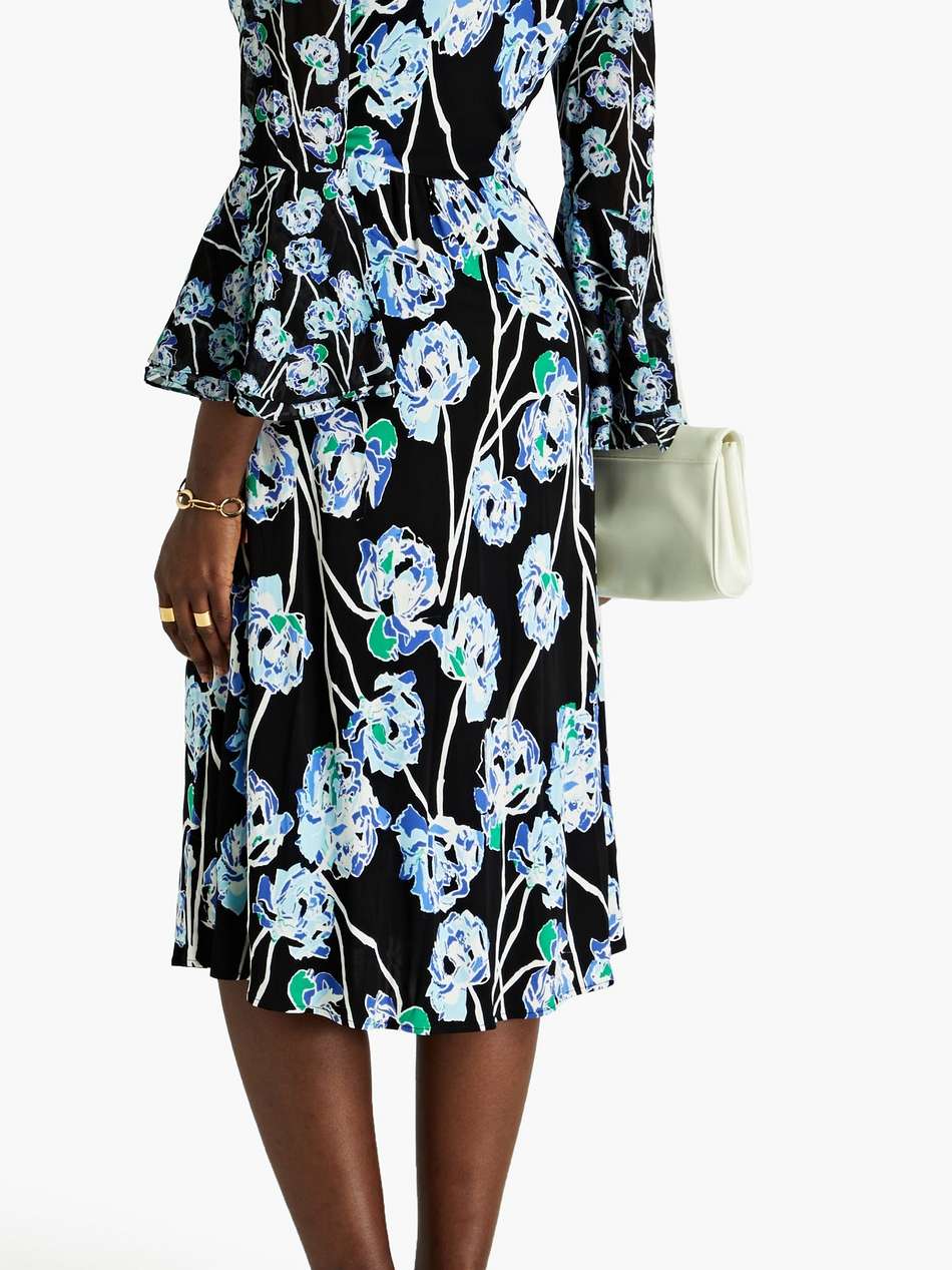 shauna floral-print georgette-paneled jersey midi dress