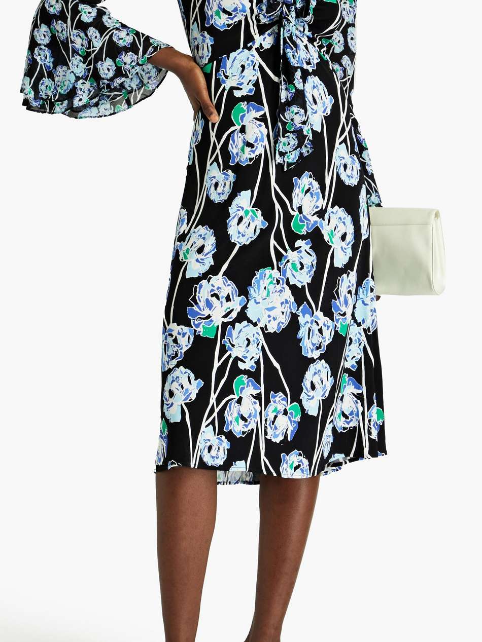 shauna floral-print georgette-paneled jersey midi dress