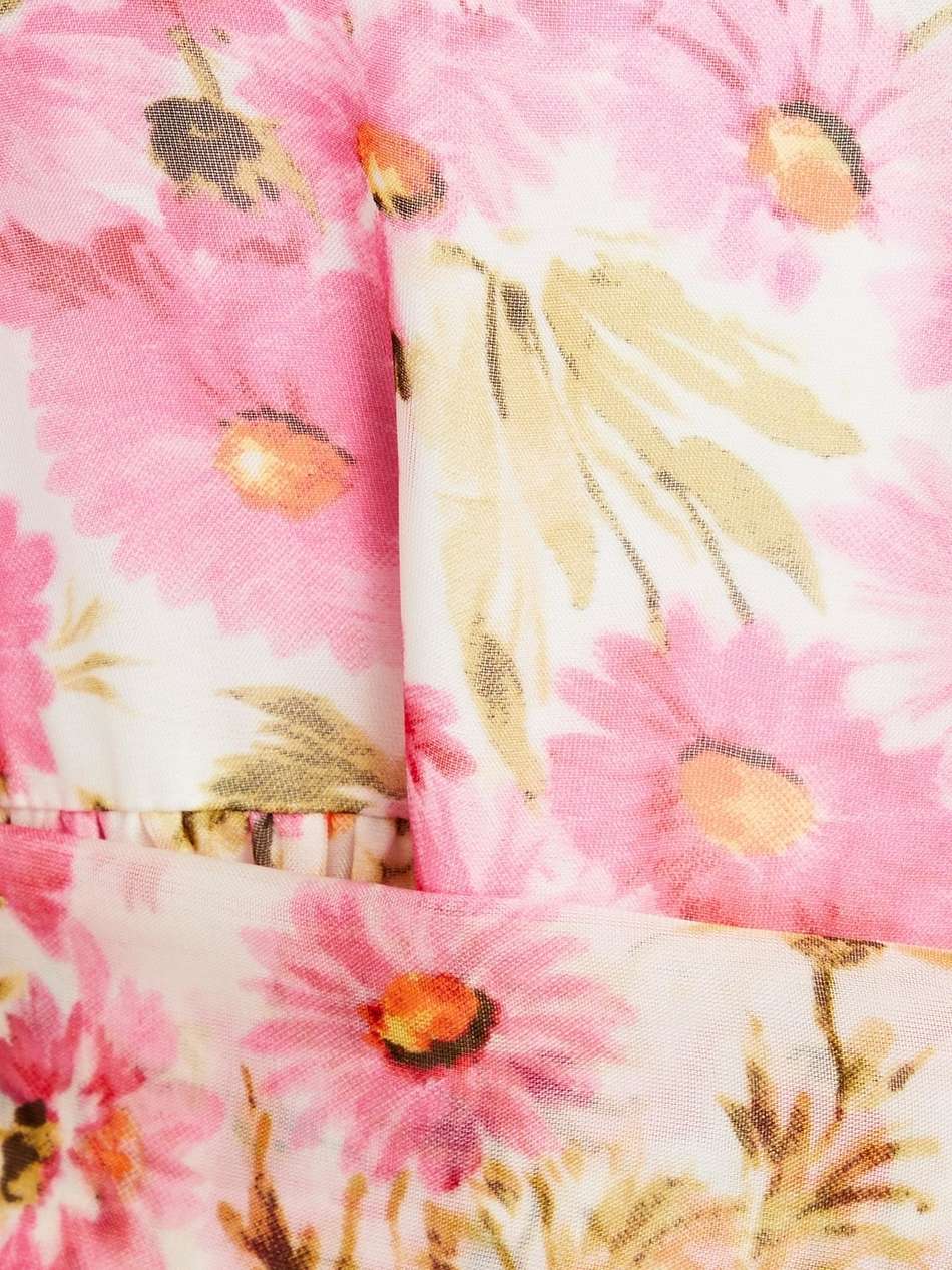 gathered floral-print organza mini dress