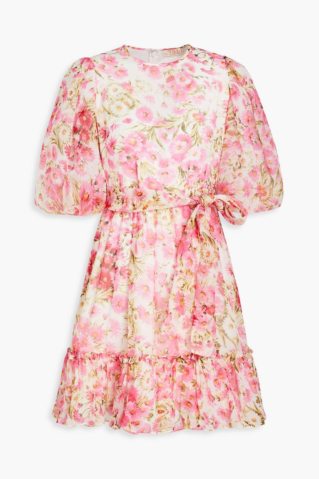 BYTIMO Gathered floral-print organza mini dress | THE OUTNET