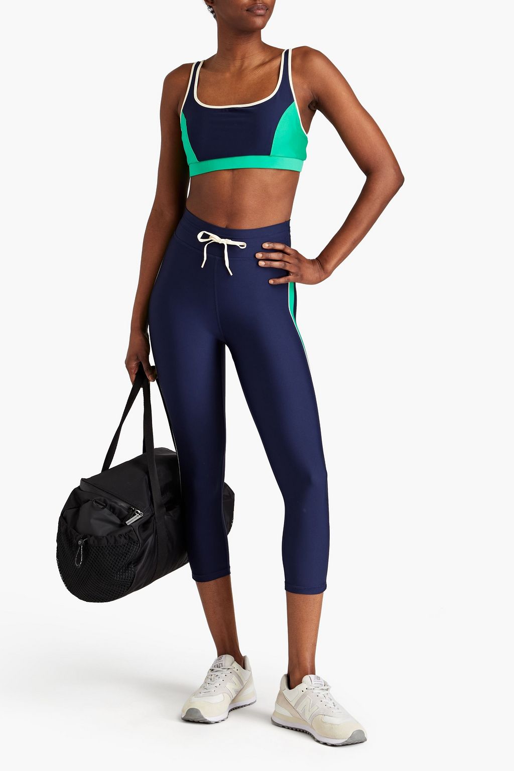 THE UPSIDE Kala NYC cropped striped stretch leggings
