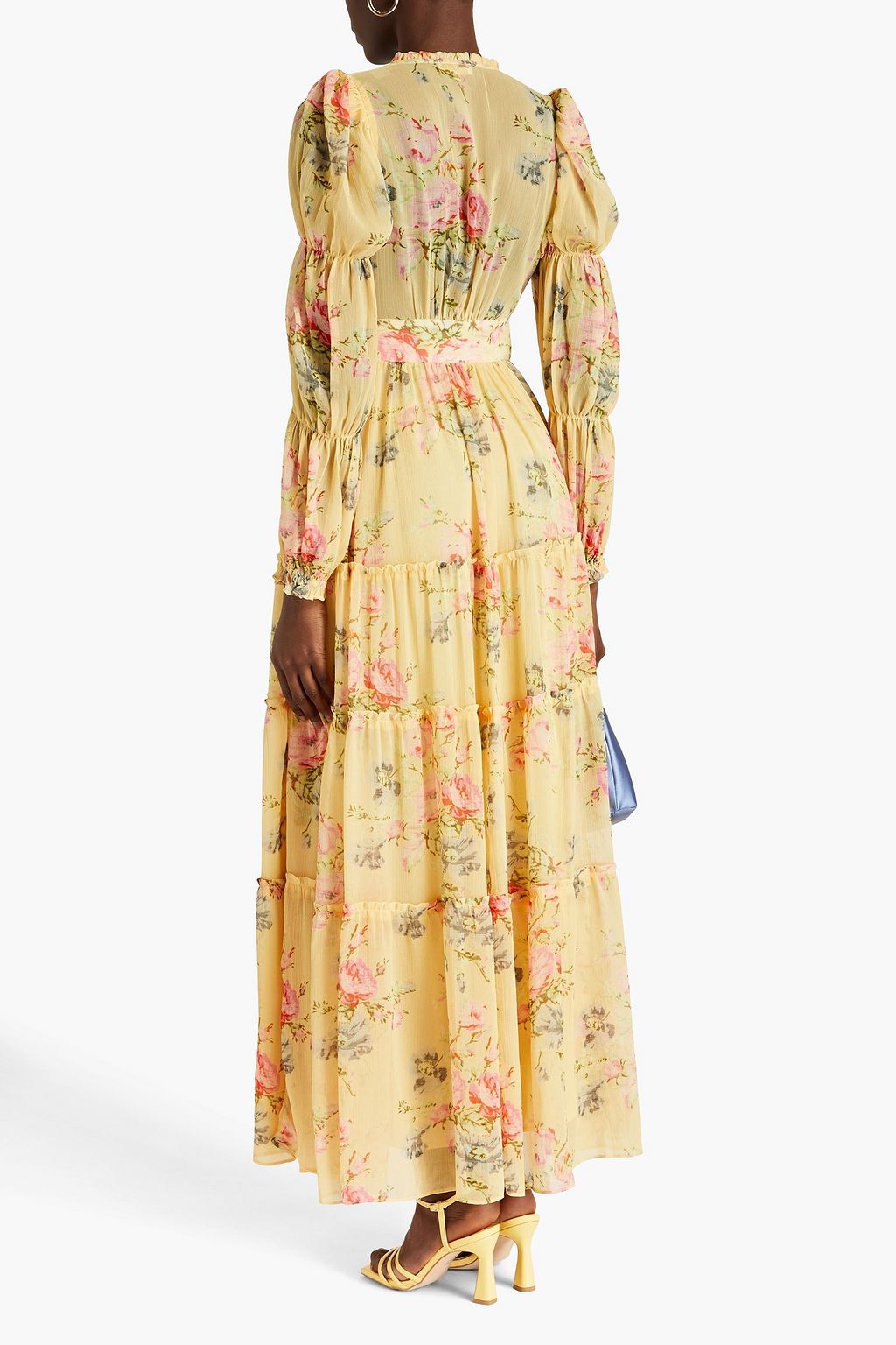 BYTIMO Gathered floral-print crepon maxi dress