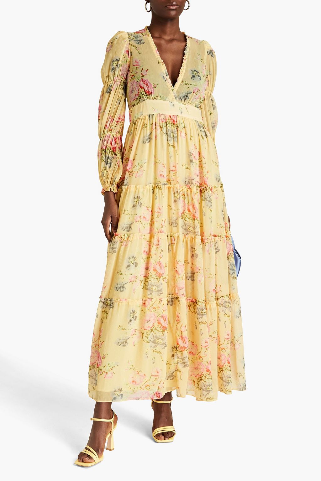 BYTIMO Gathered floral-print crepon maxi dress