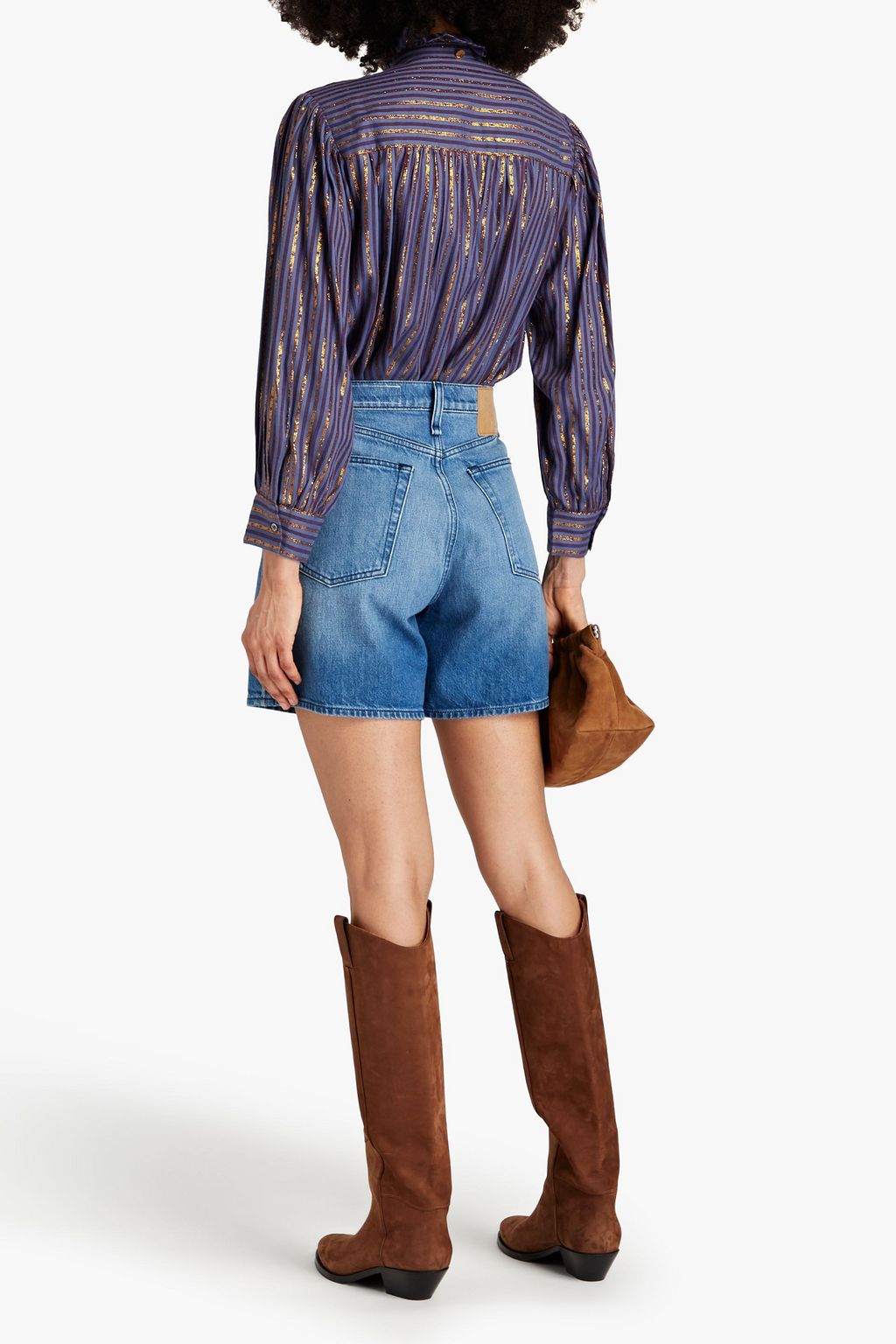 ANTIK BATIK Eddy striped metallic twill blouse